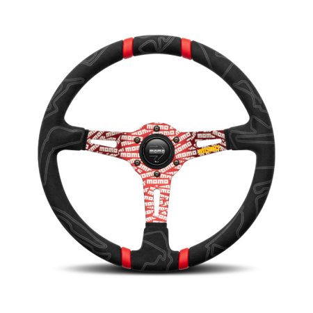 MOMO Ultra Black Steering Wheel - Red Insert
