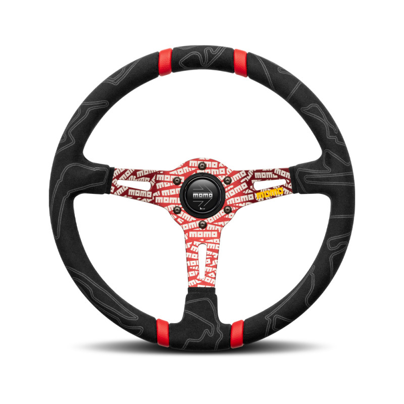 MOMO Ultra Black Steering Wheel - Red Insert