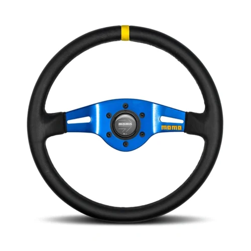 MOMO MOD.03 Steering Wheel - Leather, Blue Spoke