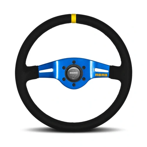 MOMO MOD.03 Steering Wheel - Suede, Blue Spoke