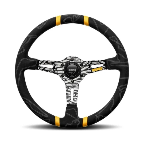 MOMO Ultra Black Steering Wheel - Yellow Insert