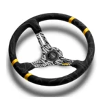 MOMO Ultra Black Steering Wheel - Yellow Insert
