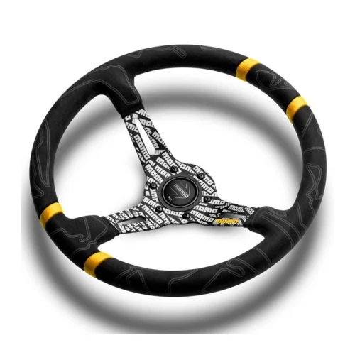 MOMO Ultra Black Steering Wheel - Yellow Insert