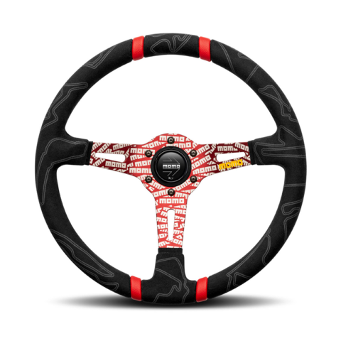 MOMO Ultra Black Steering Wheel - Red Insert