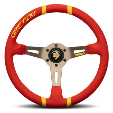 MOMO Drifting Microfibre Steering Wheel - Red Alcantara (Microfibre) Anthracite Spokes 350mm