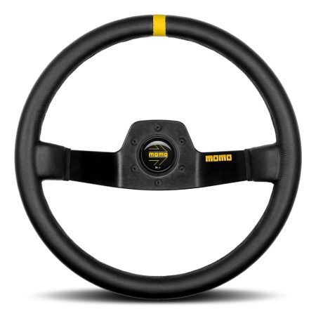 MOMO Mod. 02 Two Spoke Steering Wheel - Black Leather Black Spokes 350mm