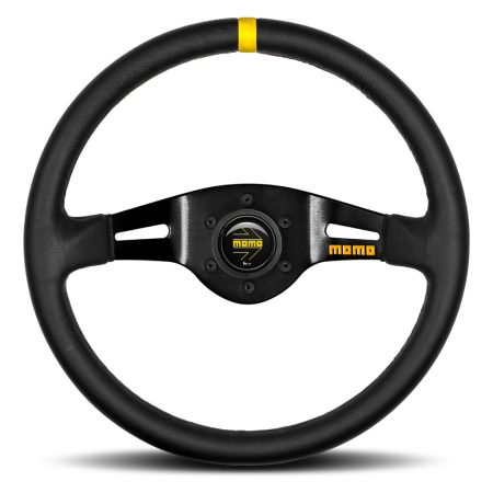 MOMO Mod. 03 Two Spoke Steering Wheel - Black Leather Black Spokes 350mm