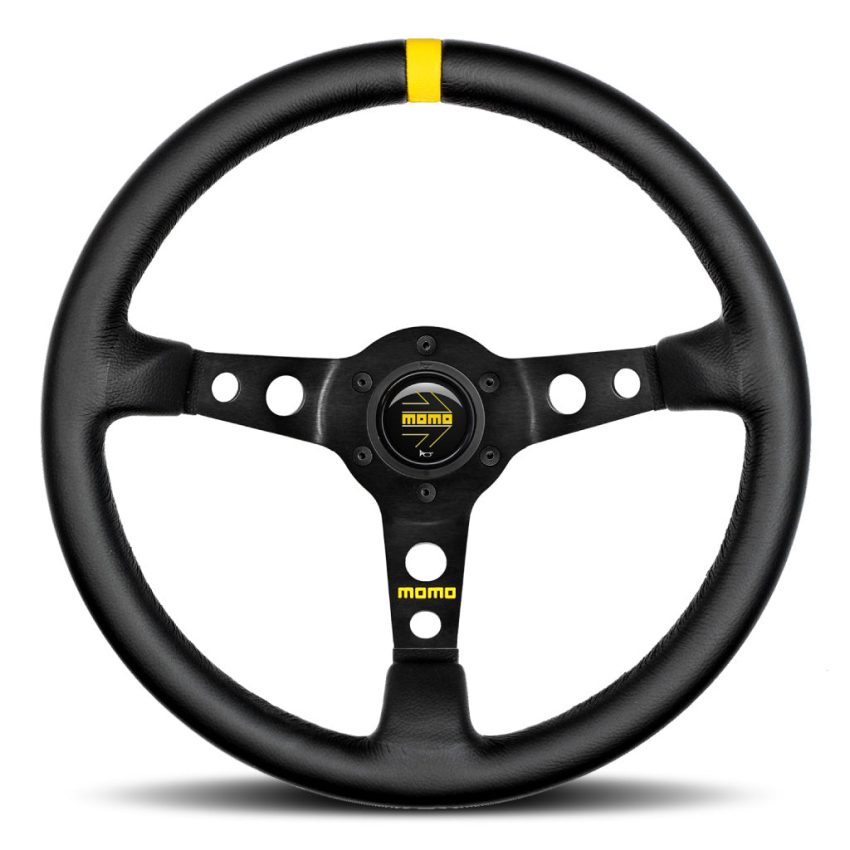 MOMO Mod. 07 Steering Wheel - Black Leather Black Spokes 350mm
