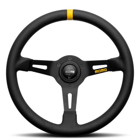 MOMO Mod. 08 Steering Wheel - Black Leather Black Spokes 330mm