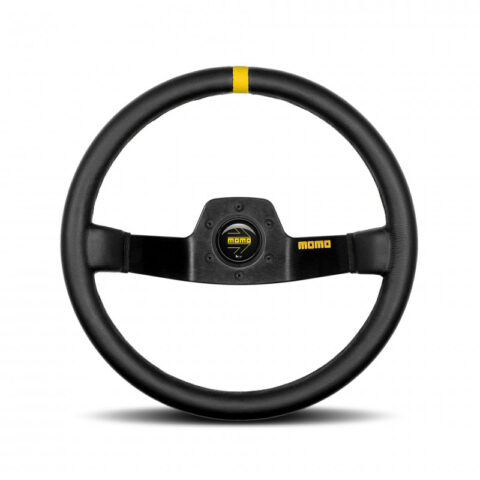 MOMO MOD.02 Steering Wheel - Leather, Black Spoke