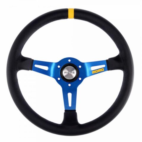 MOMO MOD.08 Steering Wheel - Leather, Blue Spoke